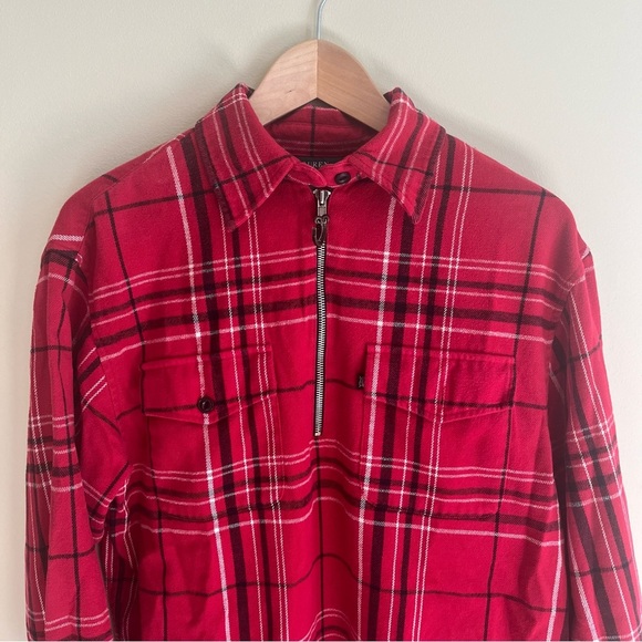 Lauren by Ralph Lauren Red Flannel 1/4 Zip Shacket Sz M - Picture 2 of 6